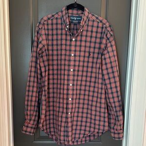 Ralph Lauren Men's Plaid Shirt in Red and Blue